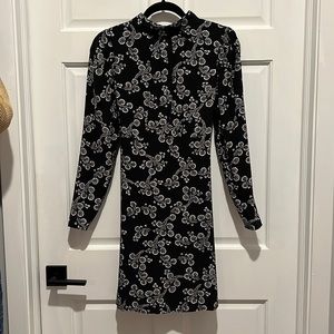 NWOT Long sleeve black and white floral dress